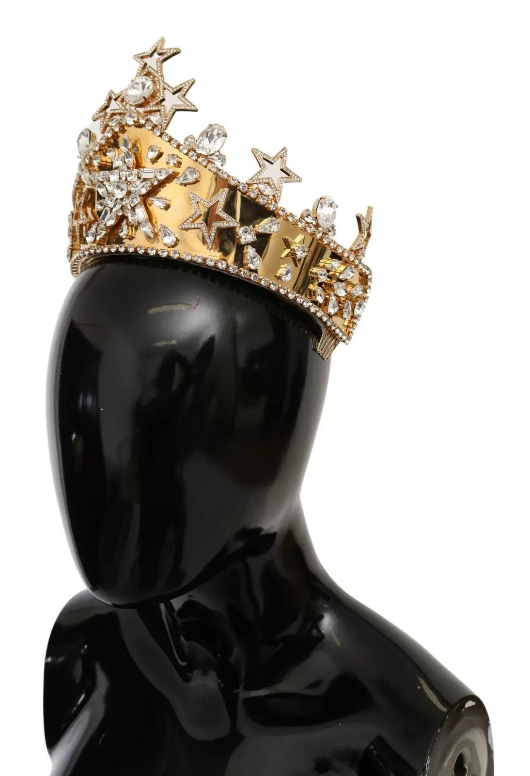 Dolce & Gabbana Gold Crystal Star STRASS Crown Logo Tiara Diadem - RIMODA
