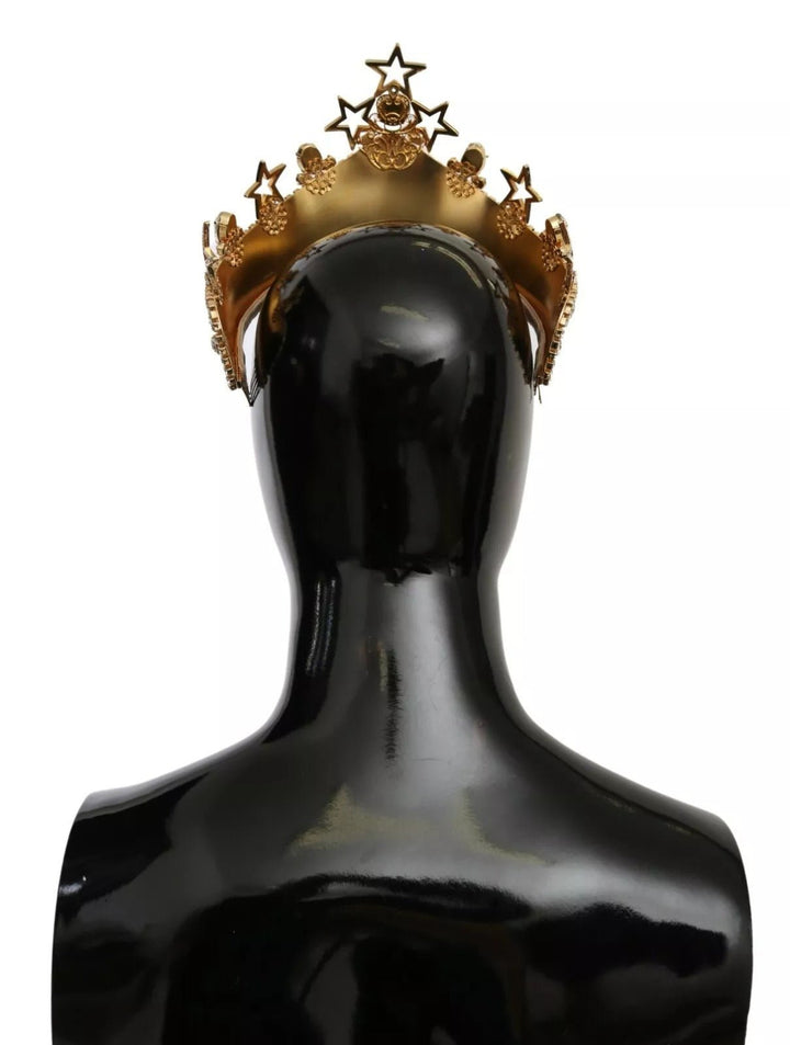 Dolce & Gabbana Gold Crystal Star STRASS Crown Logo Tiara Diadem - RIMODA