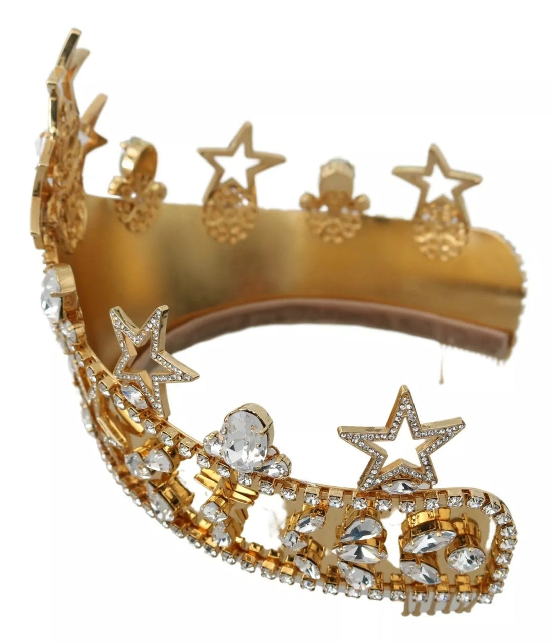 Dolce & Gabbana Gold Crystal Star STRASS Crown Logo Tiara Diadem - RIMODA