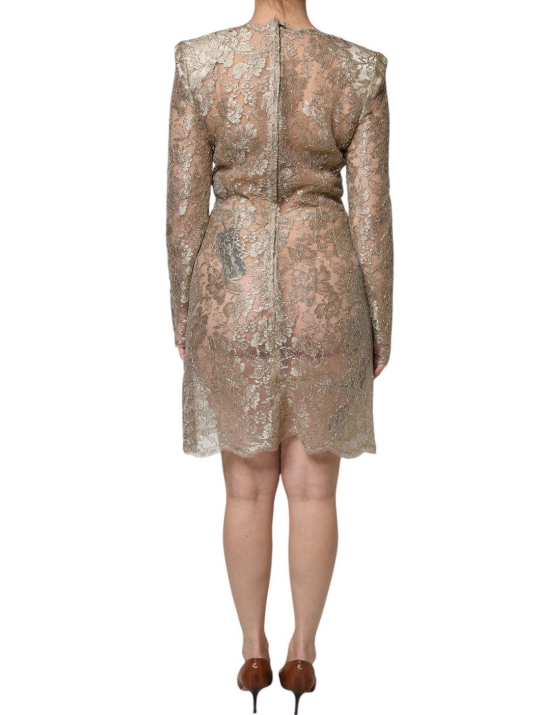 Dolce & Gabbana Gold Floral Lace A-line Sheath Mini Dress - RIMODA