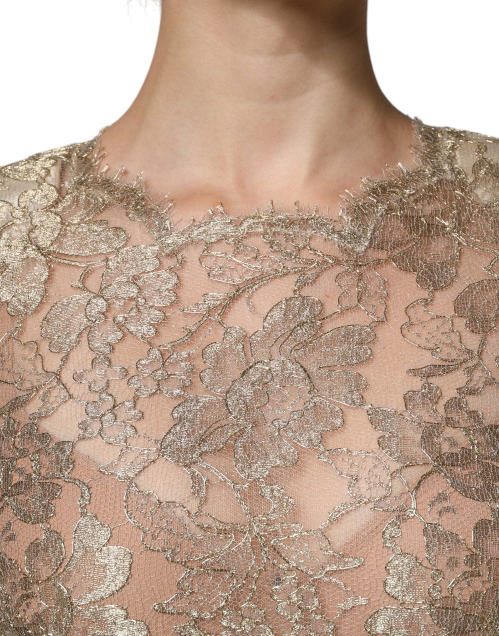 Dolce & Gabbana Gold Floral Lace A-line Sheath Mini Dress - RIMODA
