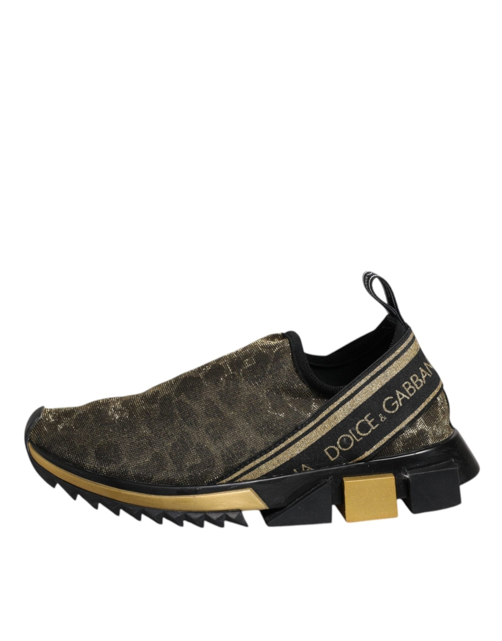 Dolce & Gabbana Gold Glitter Leopard Sorrento Sneakers Shoes - RIMODA