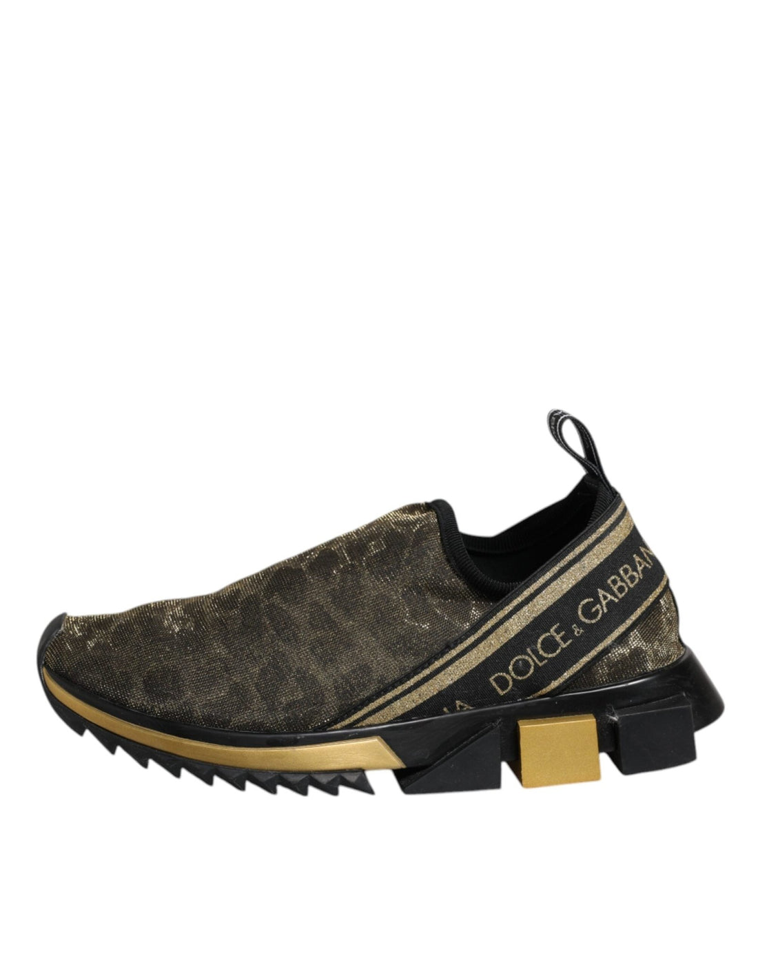 Dolce & Gabbana Gold Glitter Leopard Sorrento Sneakers Shoes - RIMODA