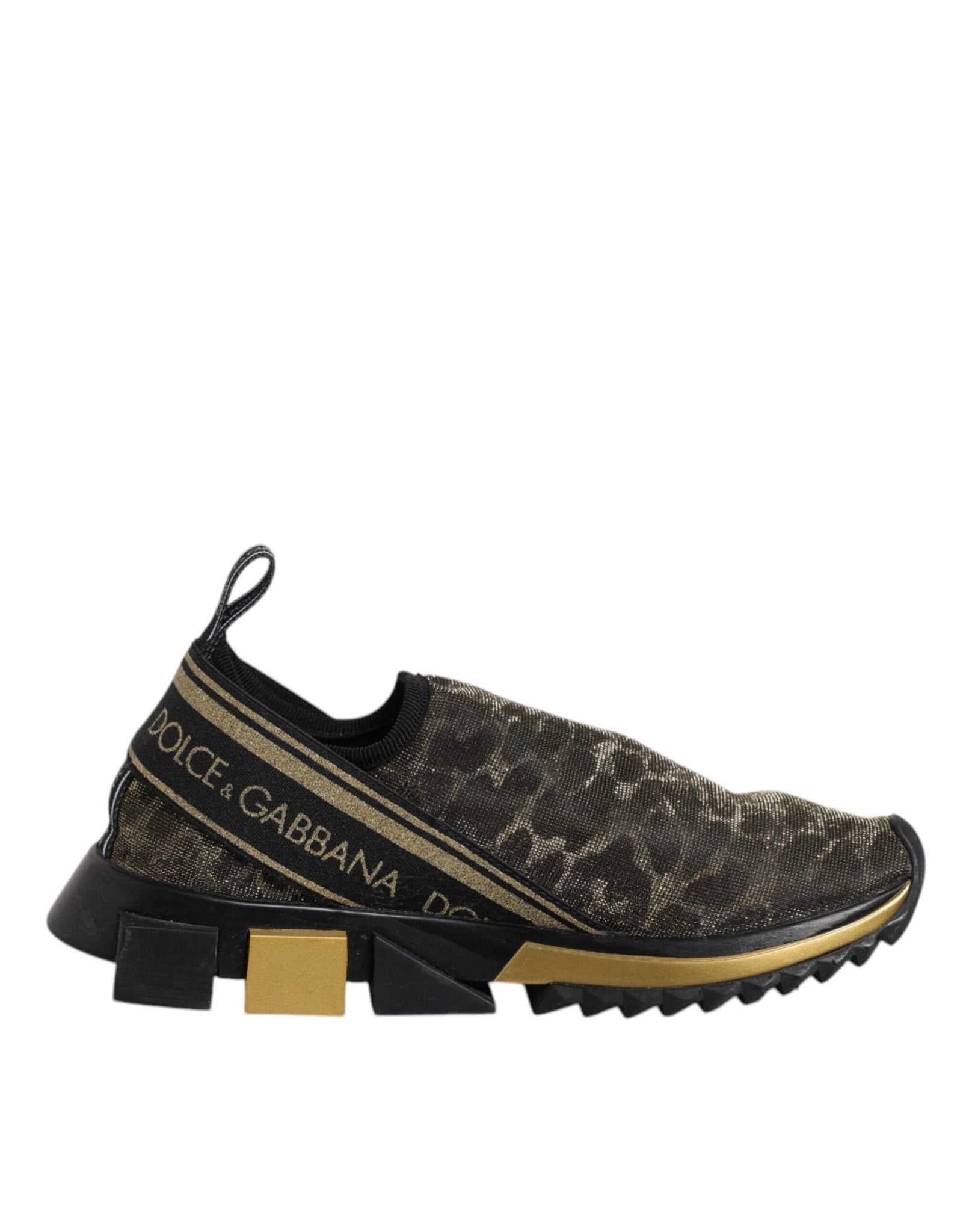 Dolce & Gabbana Gold Glitter Leopard Sorrento Sneakers Shoes - RIMODA