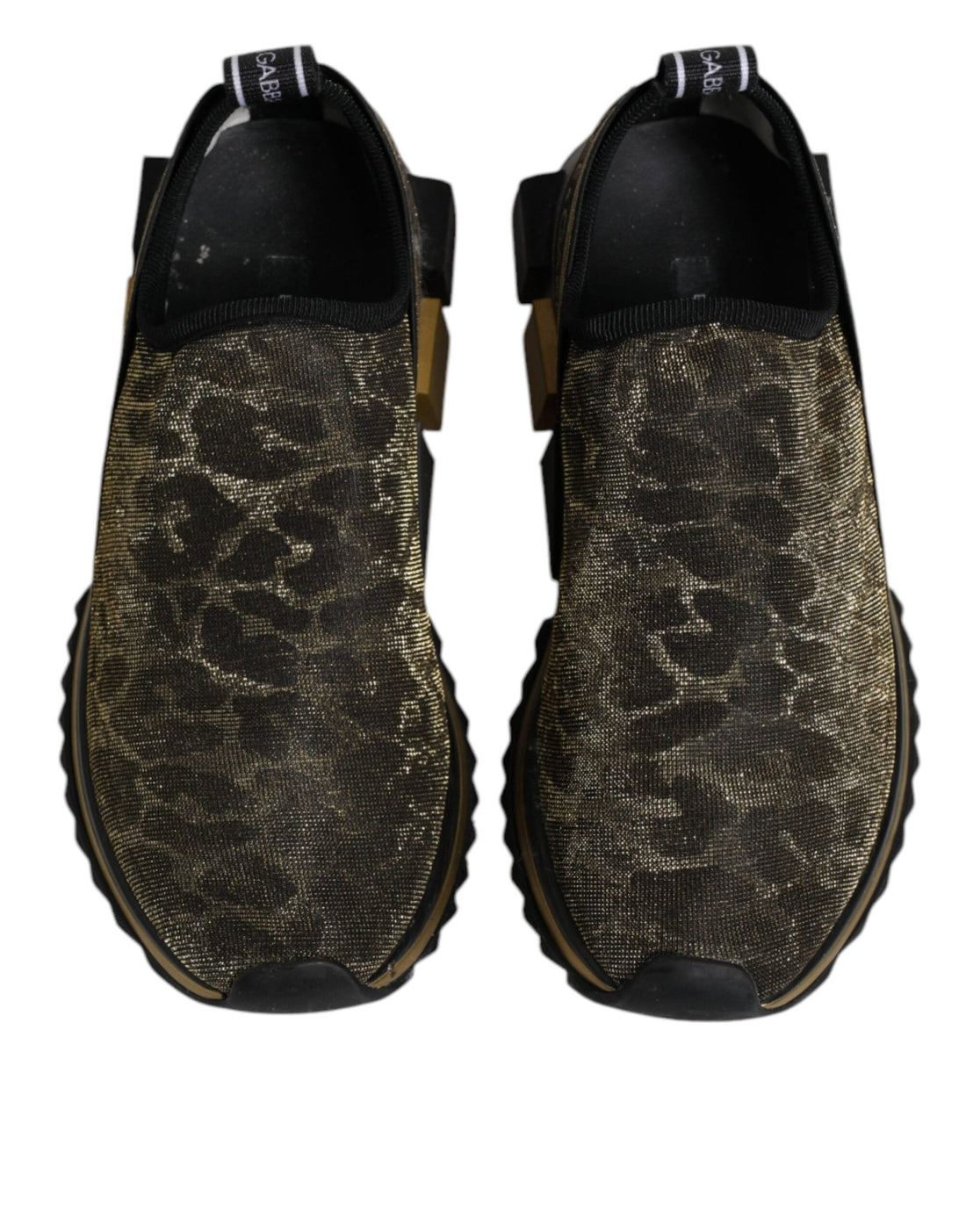 Dolce & Gabbana Gold Glitter Leopard Sorrento Sneakers Shoes - RIMODA