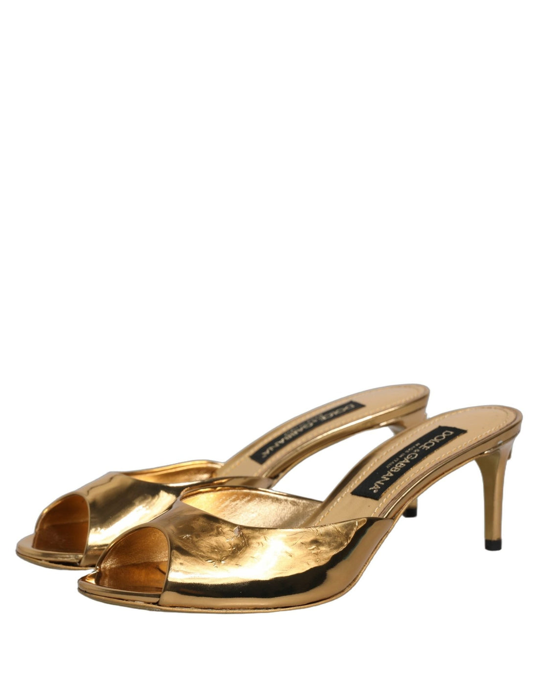 Dolce & Gabbana Gold Keira Leather Mules Sandals Shoes - RIMODA