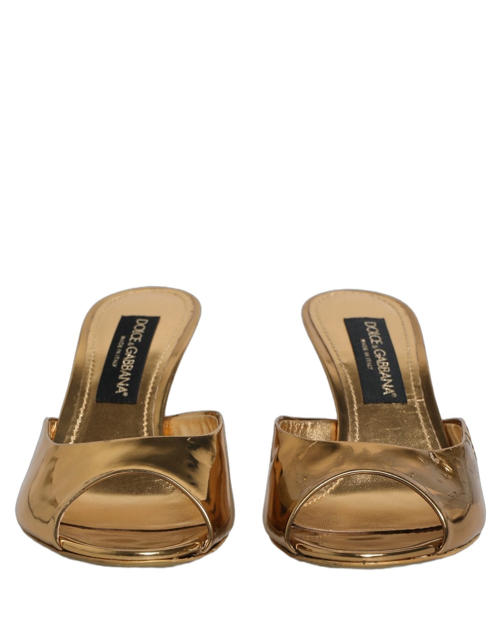 Dolce & Gabbana Gold Keira Leather Mules Sandals Shoes - RIMODA