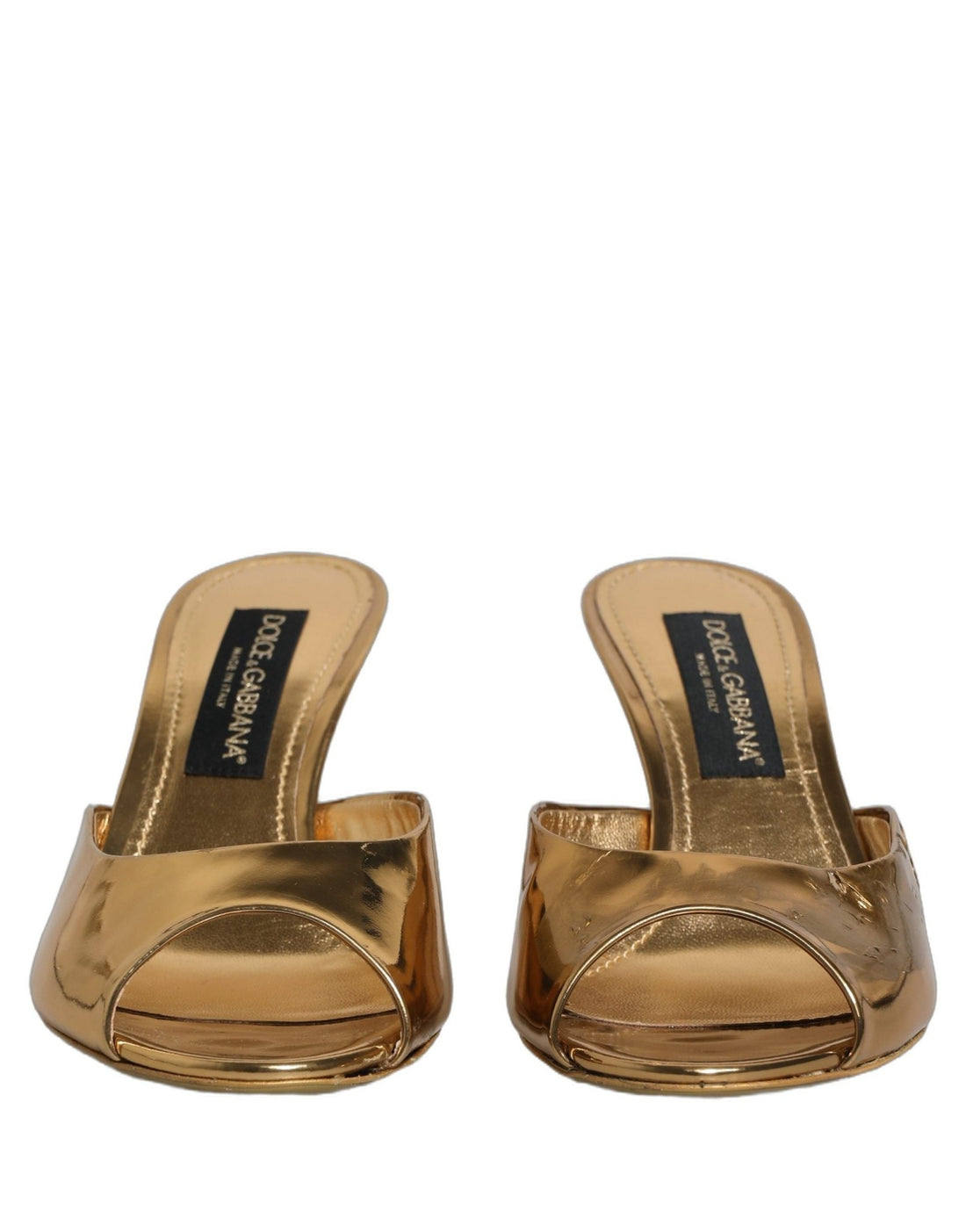 Dolce & Gabbana Gold Keira Leather Mules Sandals Shoes - RIMODA