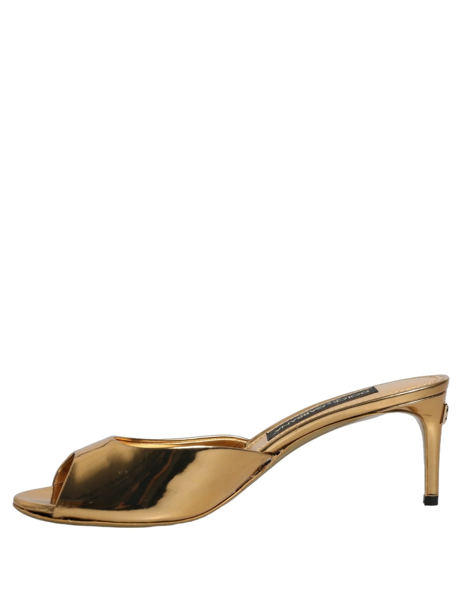 Dolce & Gabbana Gold Keira Leather Mules Sandals Shoes - RIMODA