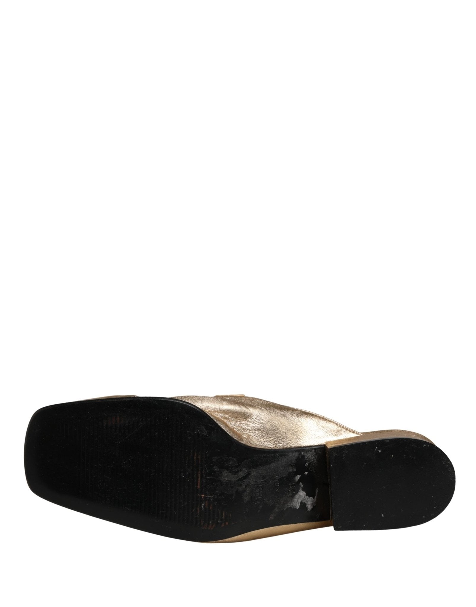 Dolce & Gabbana Gold Leather Flats Slides Mule Loafers Shoes - RIMODA