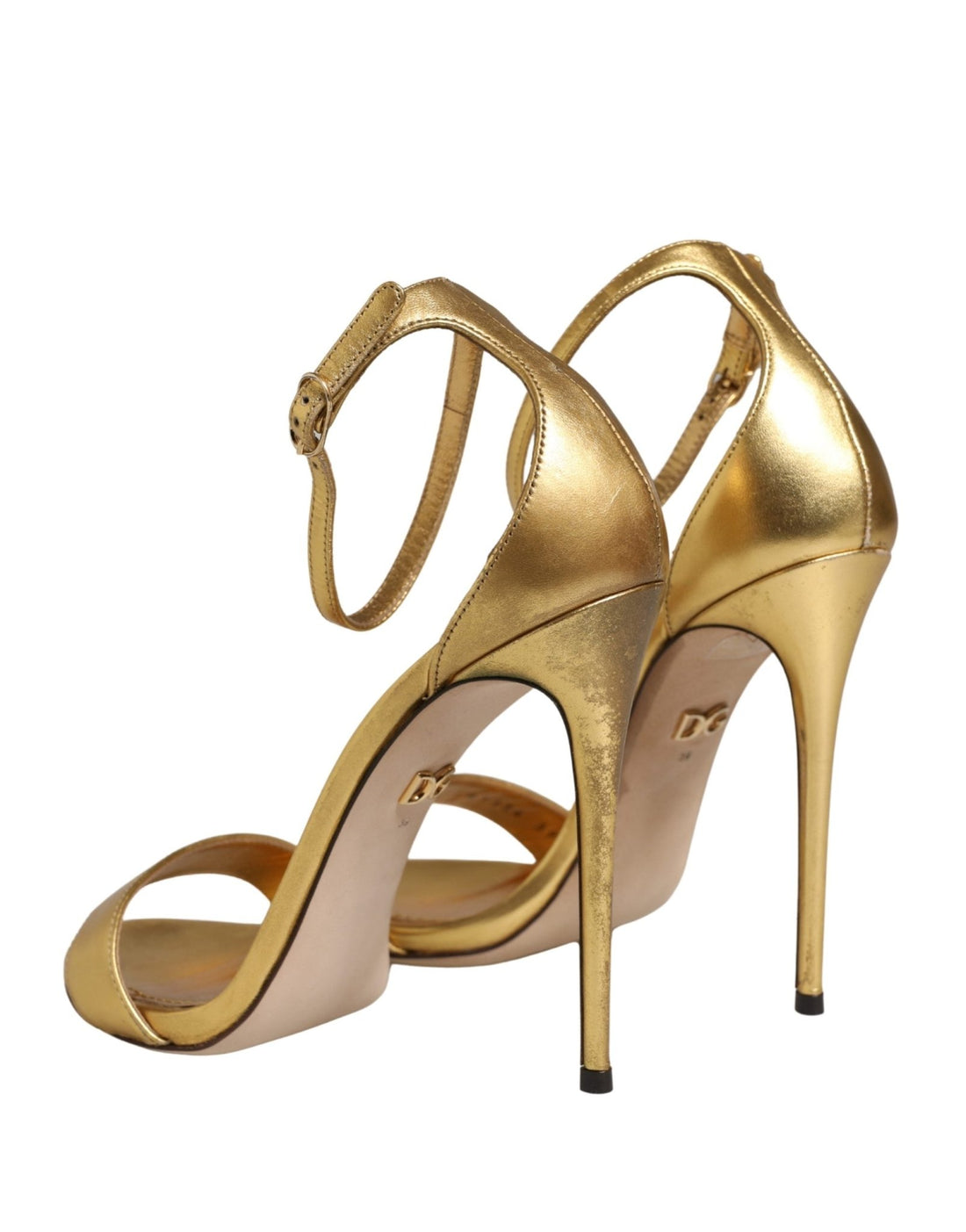 Dolce & Gabbana Gold Leather Keira High Heels Sandals Shoes - RIMODA