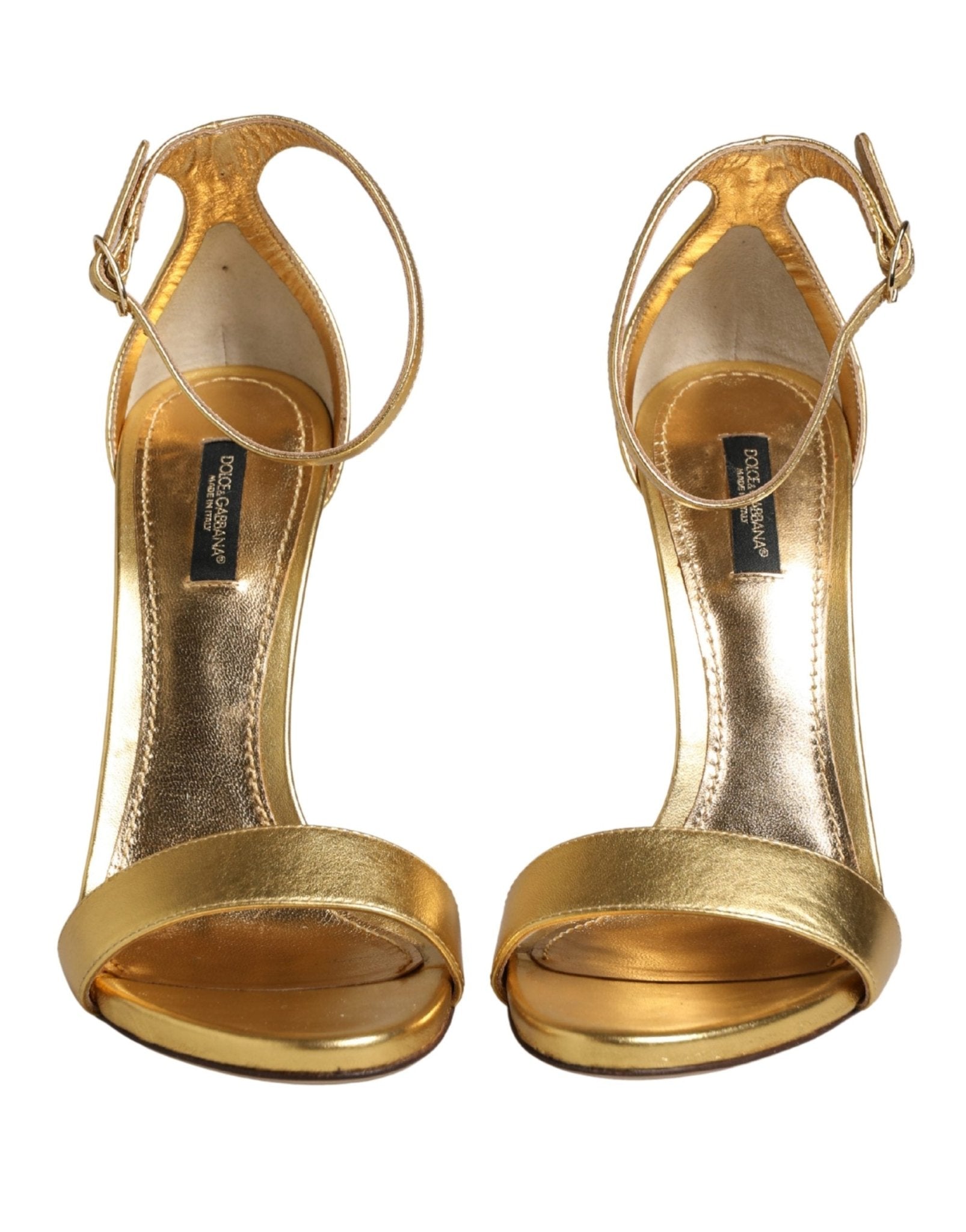 Dolce & Gabbana Gold Leather Keira High Heels Sandals Shoes - RIMODA
