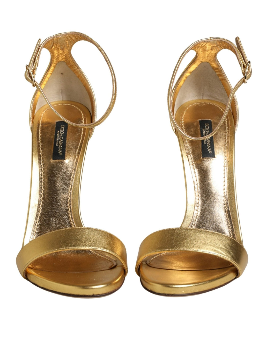 Dolce & Gabbana Gold Leather Keira High Heels Sandals Shoes - RIMODA