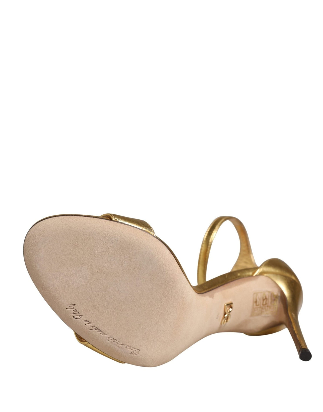 Dolce & Gabbana Gold Leather Keira High Heels Sandals Shoes - RIMODA
