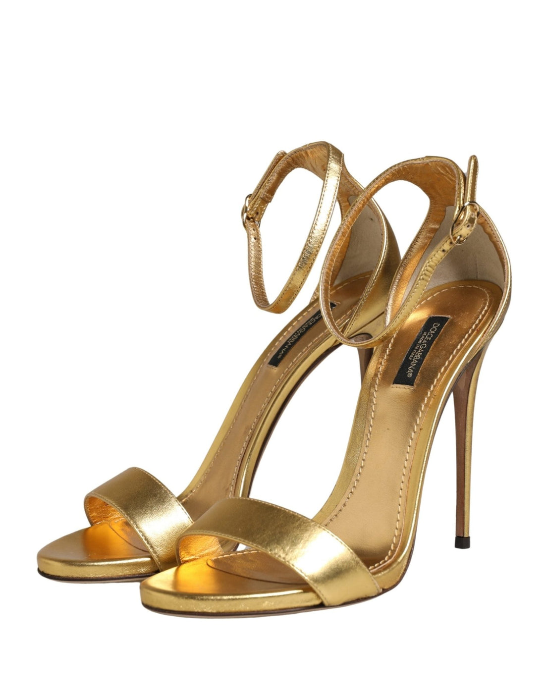 Dolce & Gabbana Gold Leather Keira High Heels Sandals Shoes - RIMODA