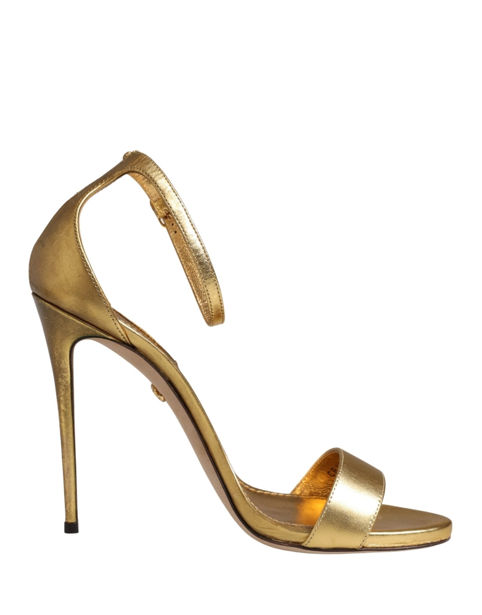 Dolce & Gabbana Gold Leather Keira High Heels Sandals Shoes - RIMODA