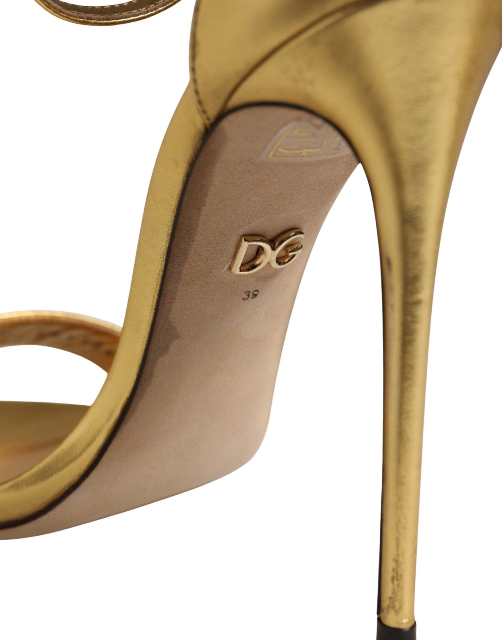 Dolce & Gabbana Gold Leather Keira High Heels Sandals Shoes - RIMODA