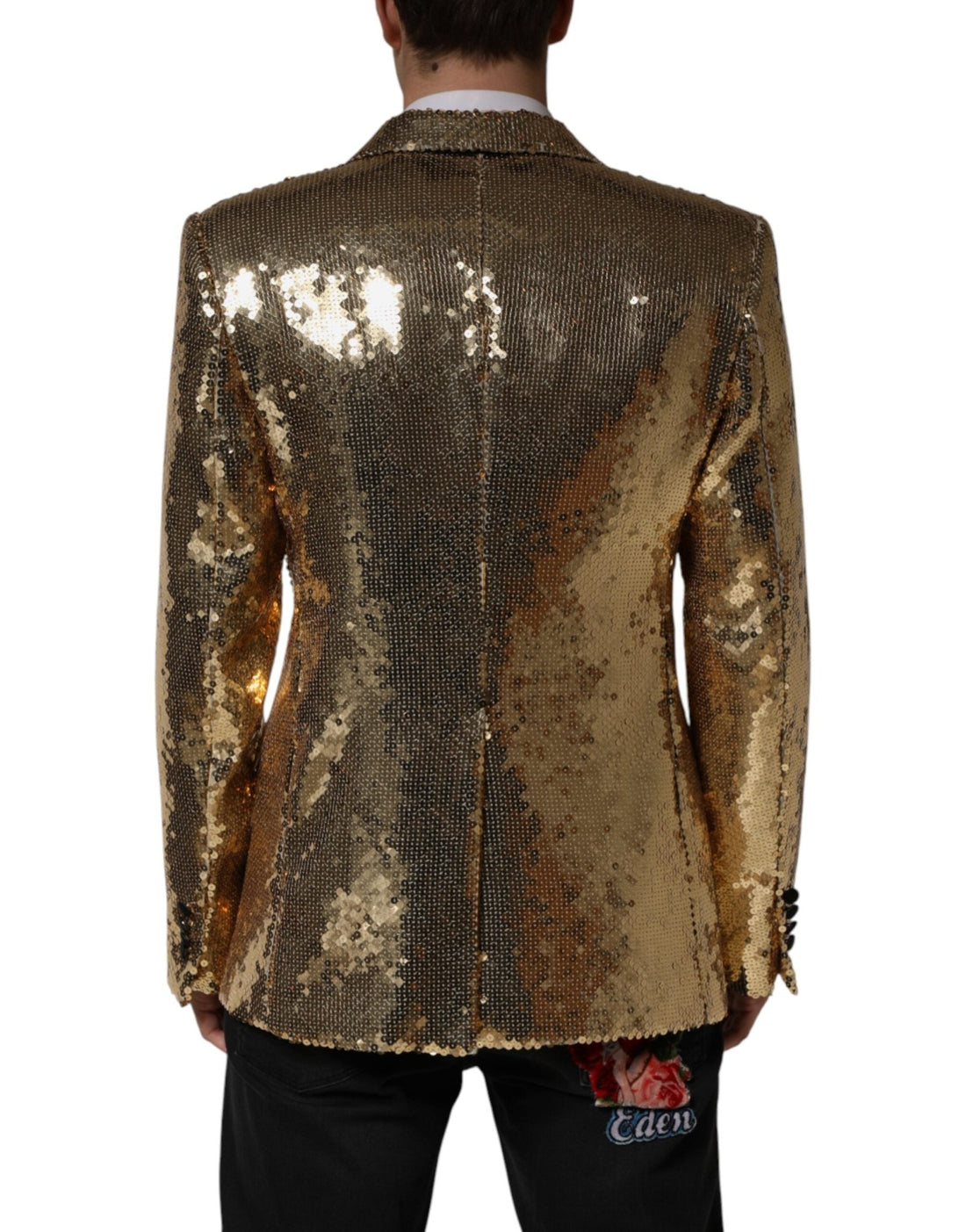 Dolce & Gabbana Gold Sequined Double Breasted Jacket Blazer - RIMODA