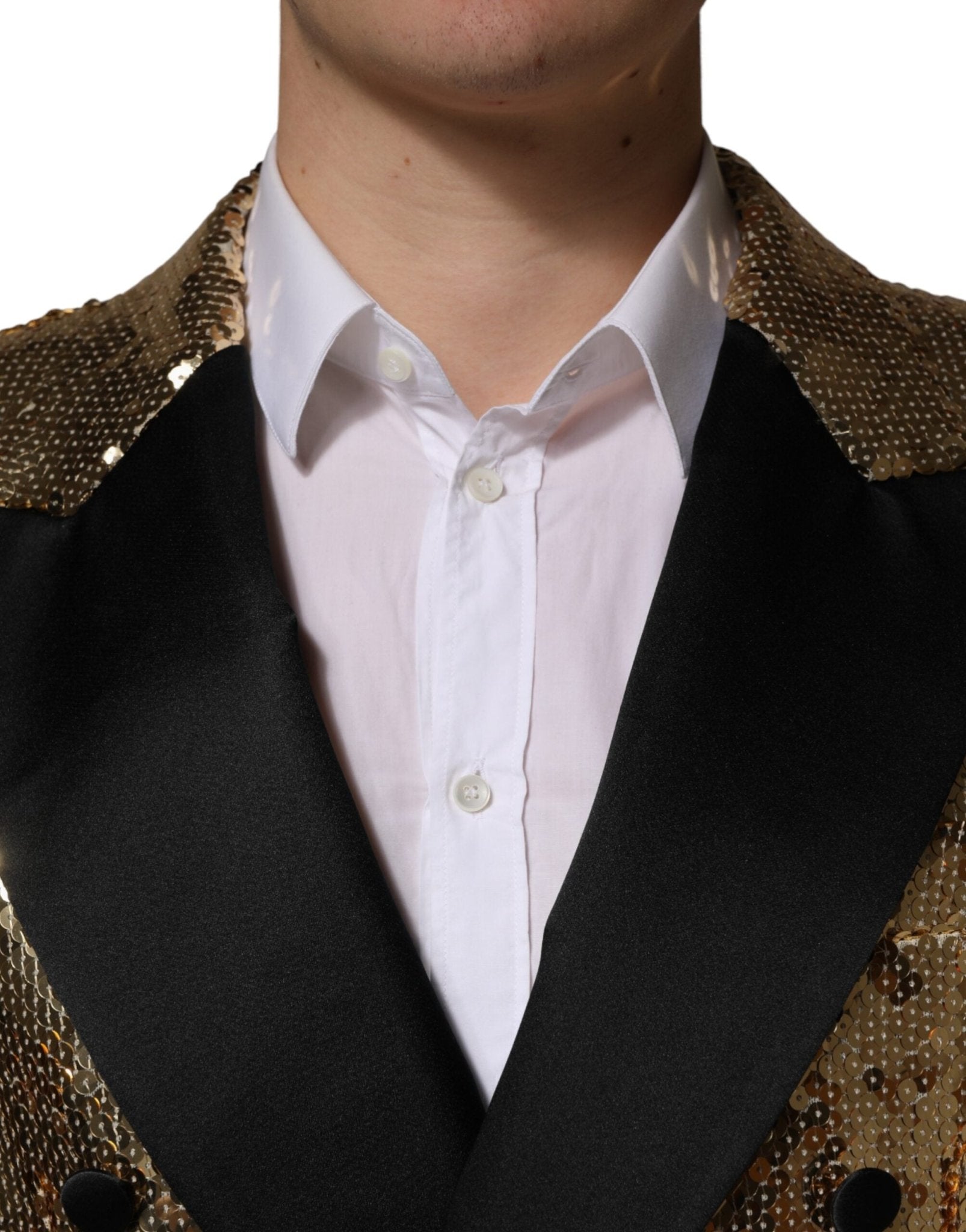 Dolce & Gabbana Gold Sequined Double Breasted Jacket Blazer - RIMODA