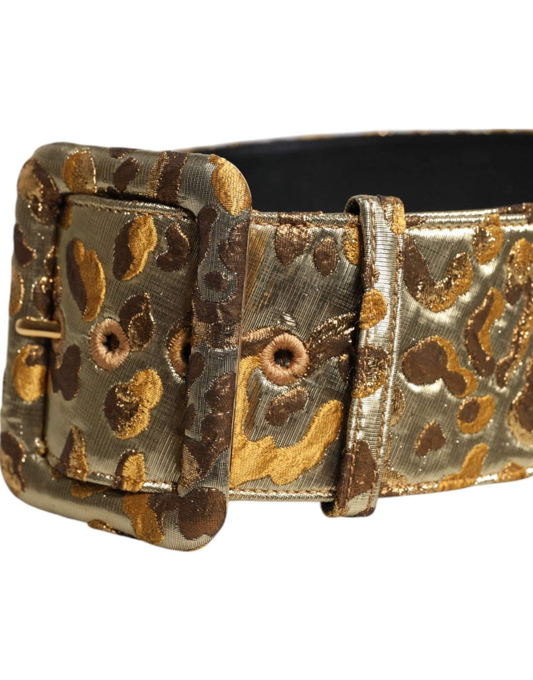 Dolce & Gabbana Gold Spotted Jacquard Fabric Wide Waist Belt - RIMODA