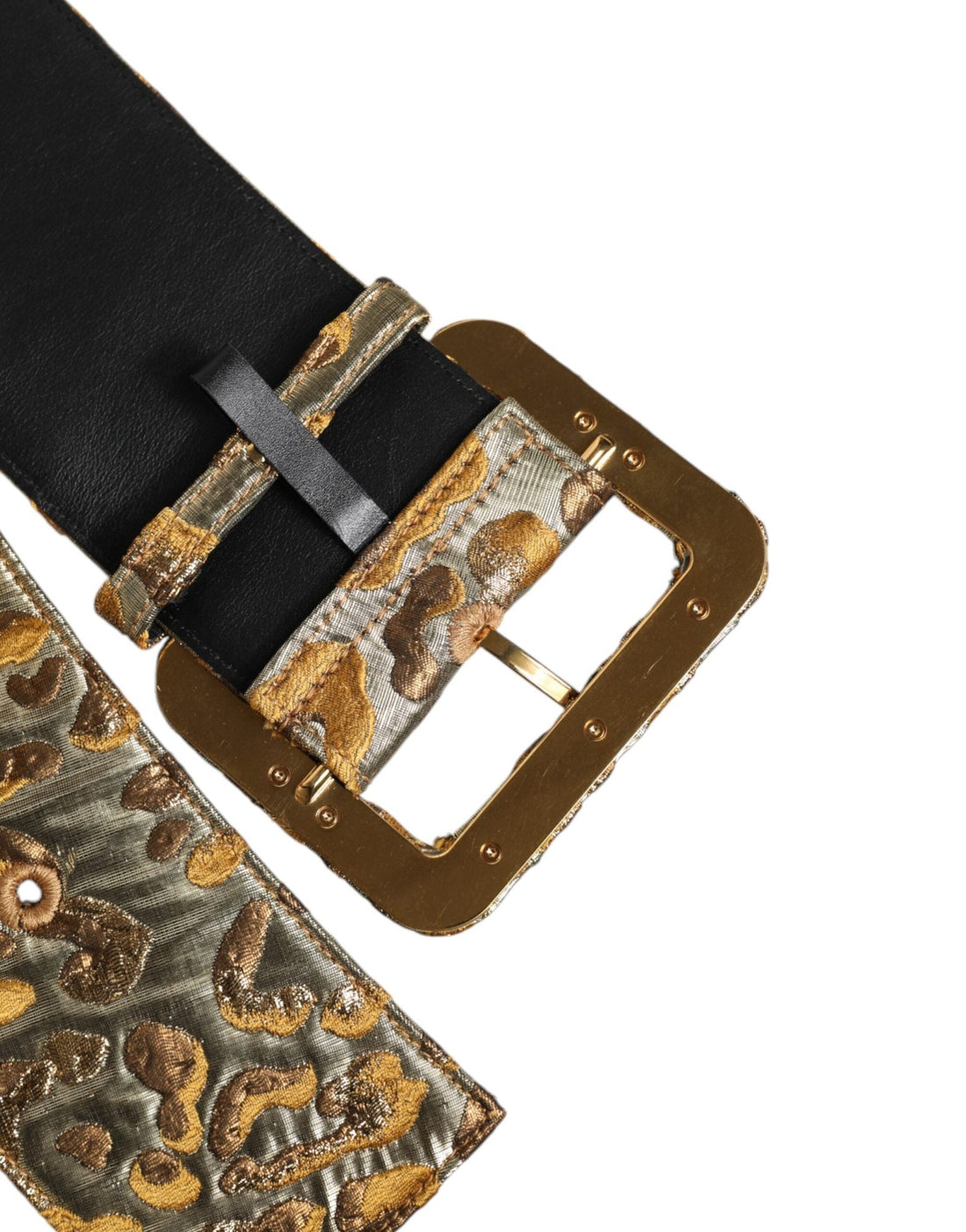 Dolce & Gabbana Gold Spotted Jacquard Fabric Wide Waist Belt - RIMODA