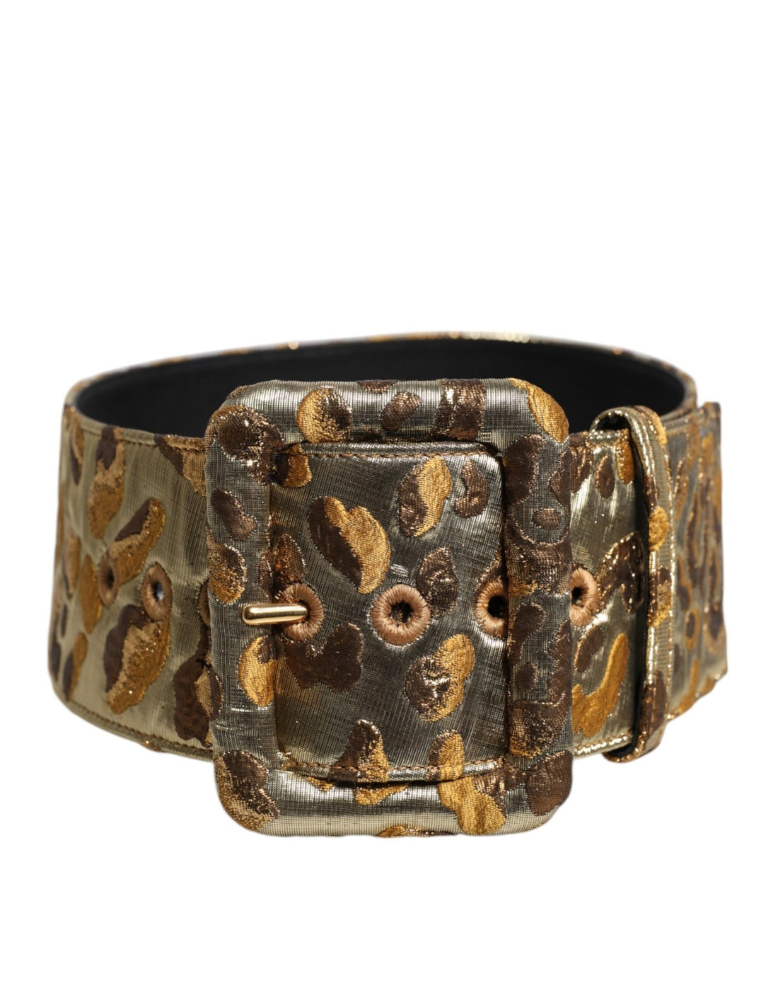 Dolce & Gabbana Gold Spotted Jacquard Fabric Wide Waist Belt - RIMODA