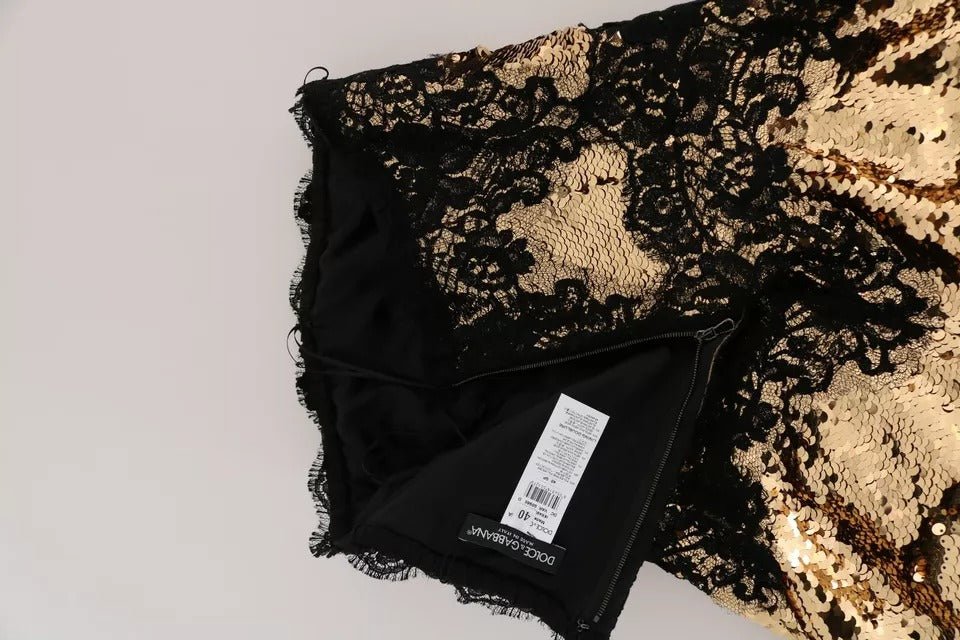 Dolce & Gabbana Gold Strapless Sequin Embellished Lace Dress - RIMODA