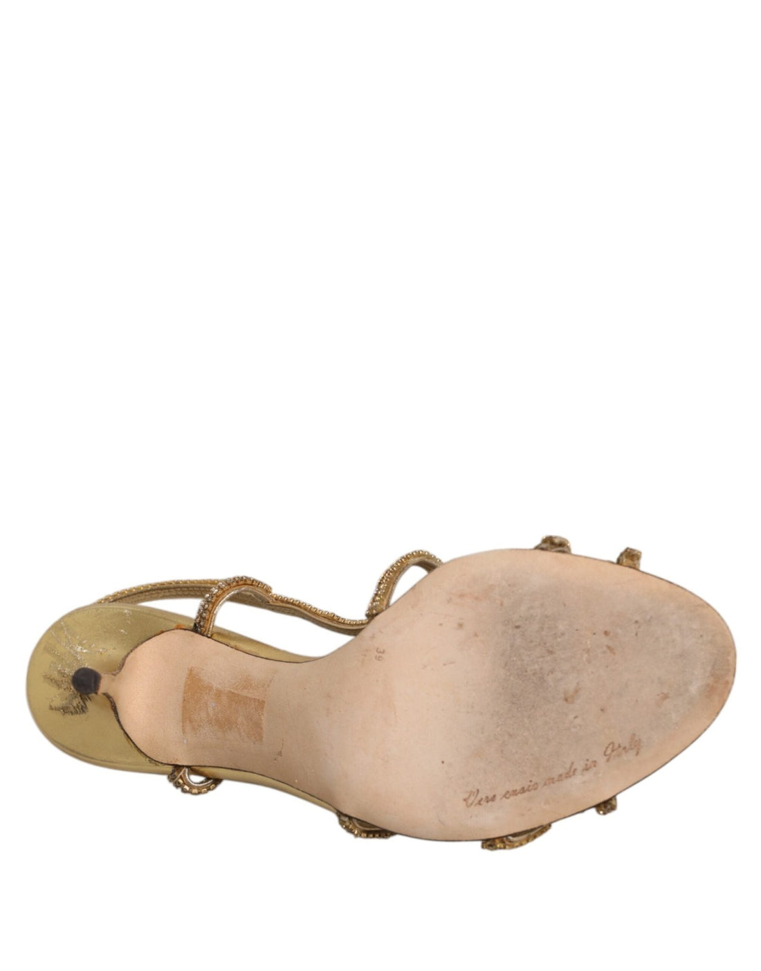 Dolce & Gabbana Gold Strass Ankle Strap Heels Sandals Shoes - RIMODA