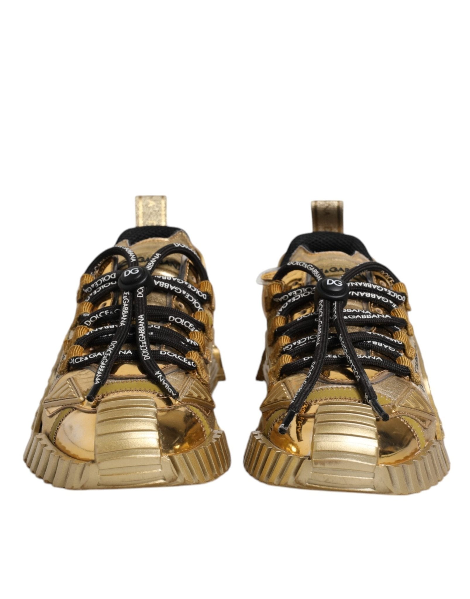 Dolce & Gabbana Gold Stretch Lace Up NS1 Sneakers Shoes - RIMODA