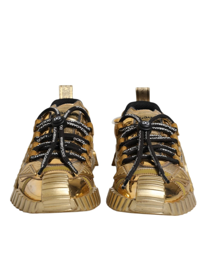 Dolce & Gabbana Gold Stretch Lace Up NS1 Sneakers Shoes - RIMODA