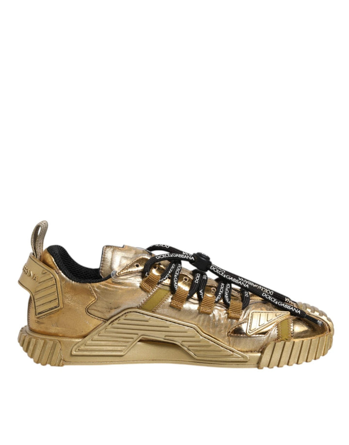Dolce & Gabbana Gold Stretch Lace Up NS1 Sneakers Shoes - RIMODA