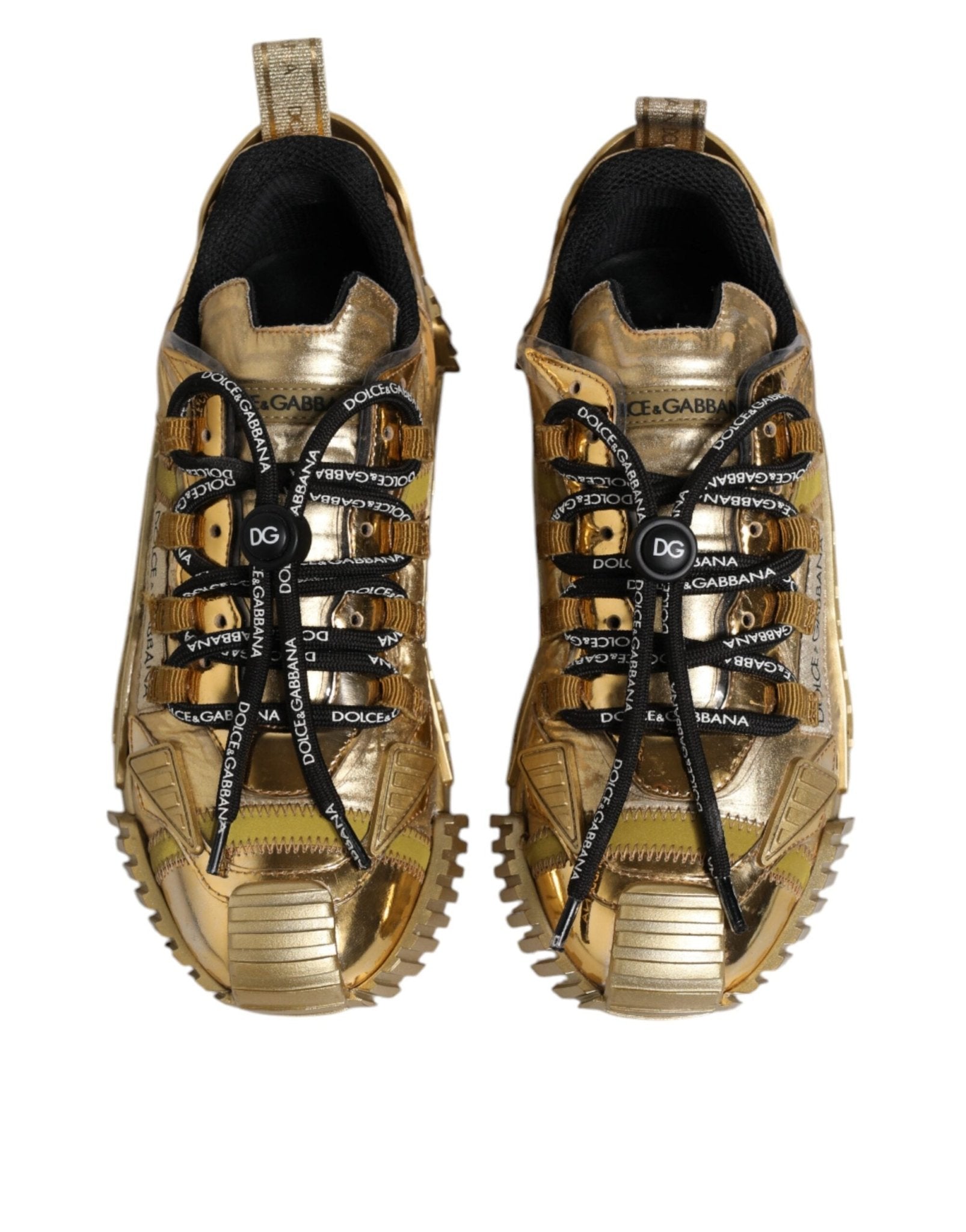 Dolce & Gabbana Gold Stretch Lace Up NS1 Sneakers Shoes - RIMODA