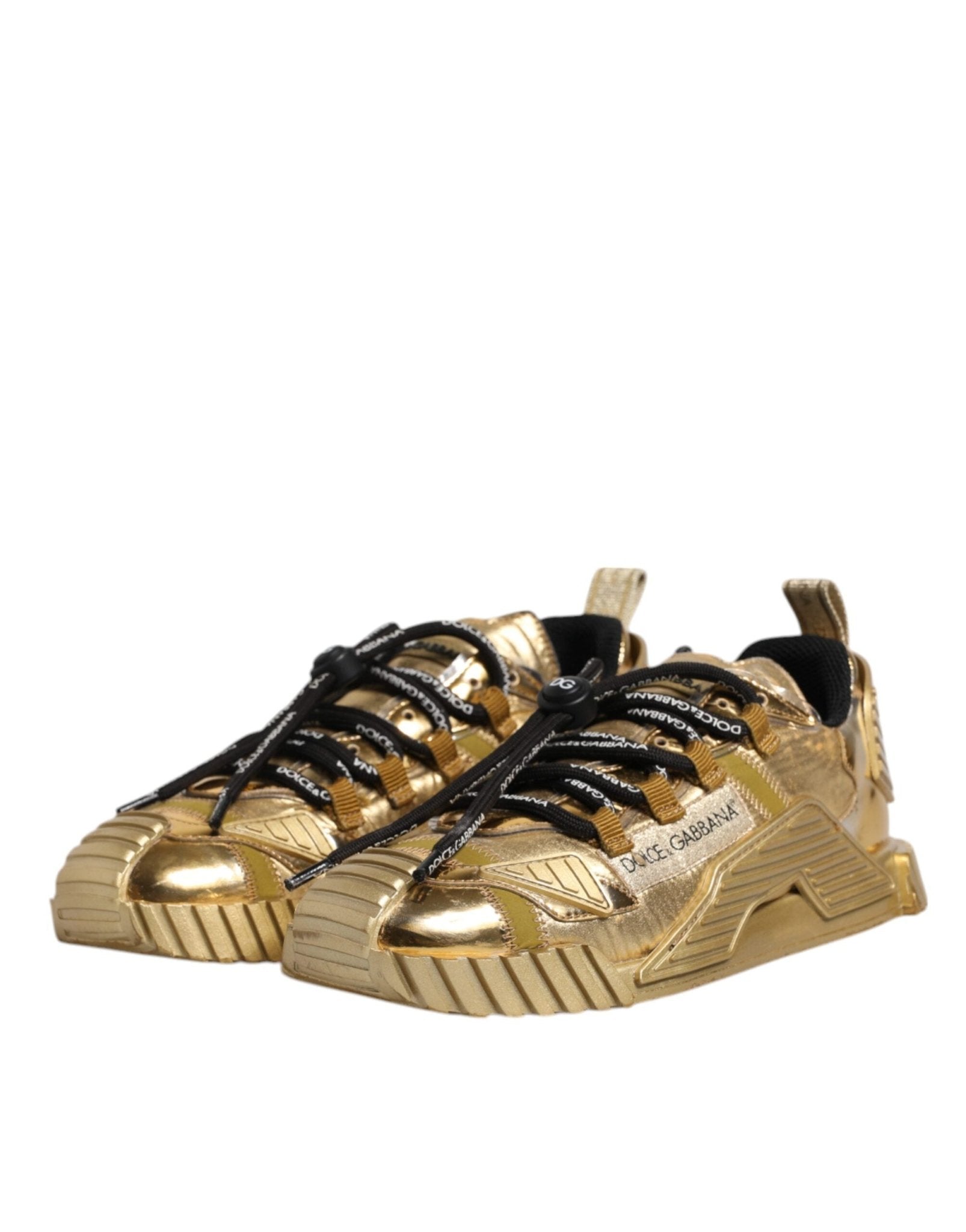 Dolce & Gabbana Gold Stretch Lace Up NS1 Sneakers Shoes - RIMODA