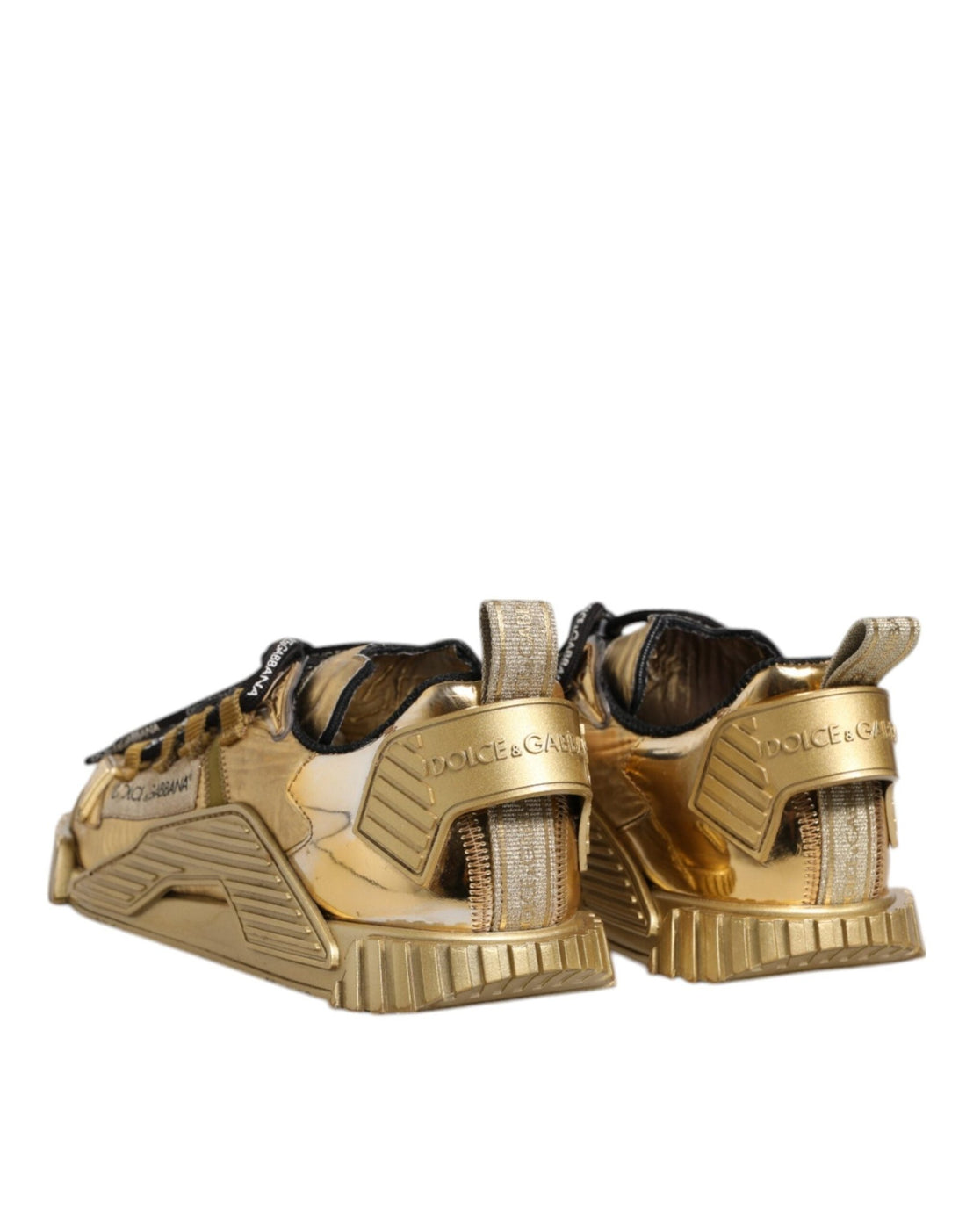 Dolce & Gabbana Gold Stretch Lace Up NS1 Sneakers Shoes - RIMODA
