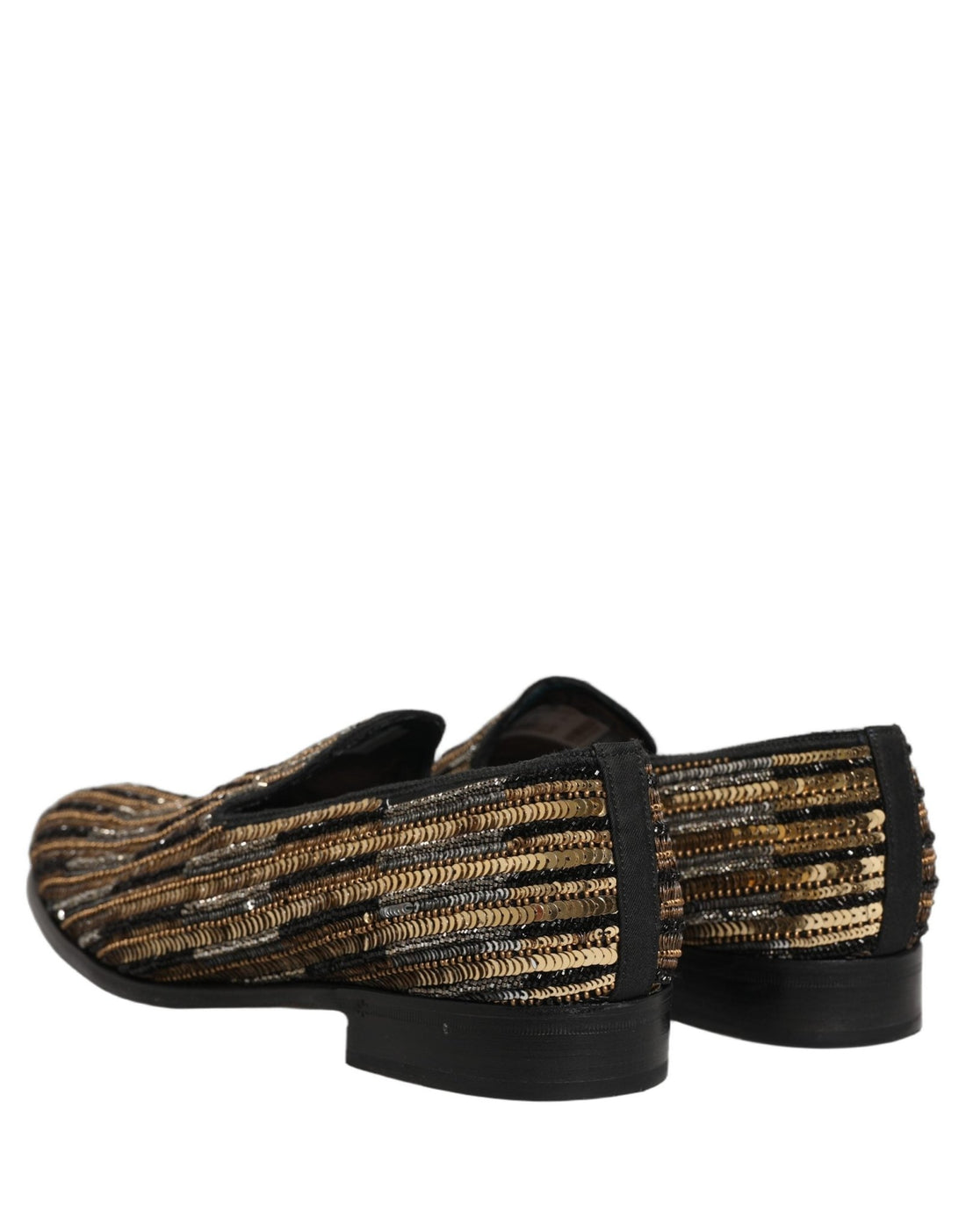 Dolce & Gabbana Gold Striped Sequin Embellished Loafer Shoes - RIMODA