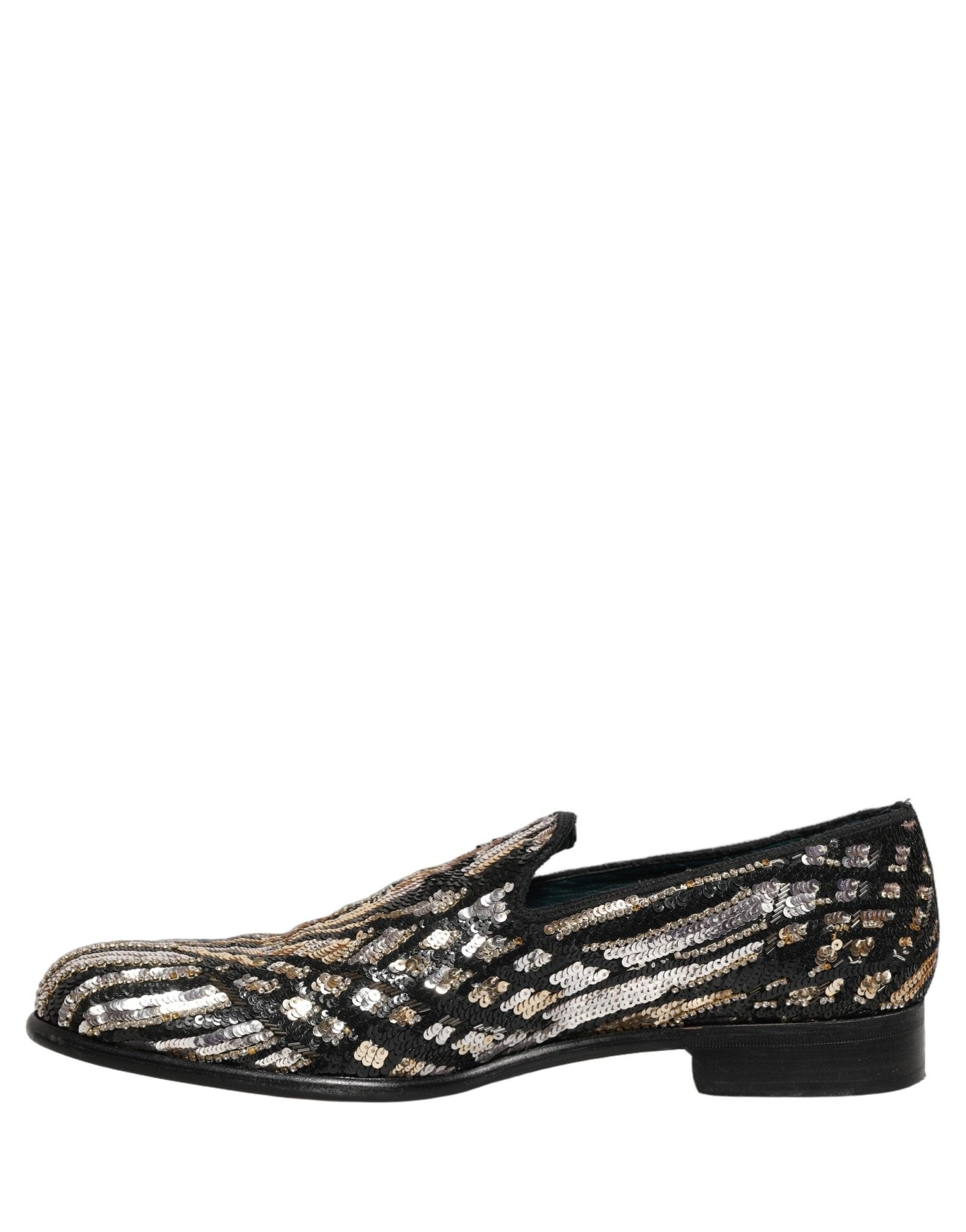 Dolce & Gabbana Gold Striped Sequin Embellished Loafer Shoes - RIMODA
