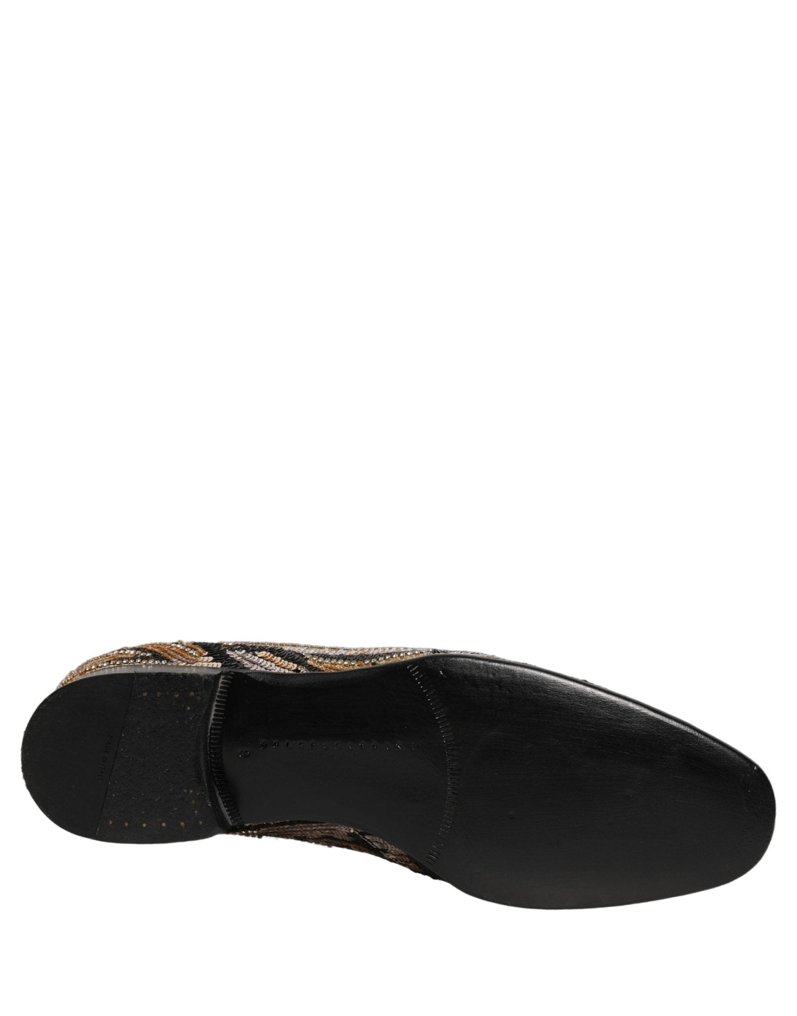 Dolce & Gabbana Gold Striped Sequin Embellished Loafer Shoes - RIMODA