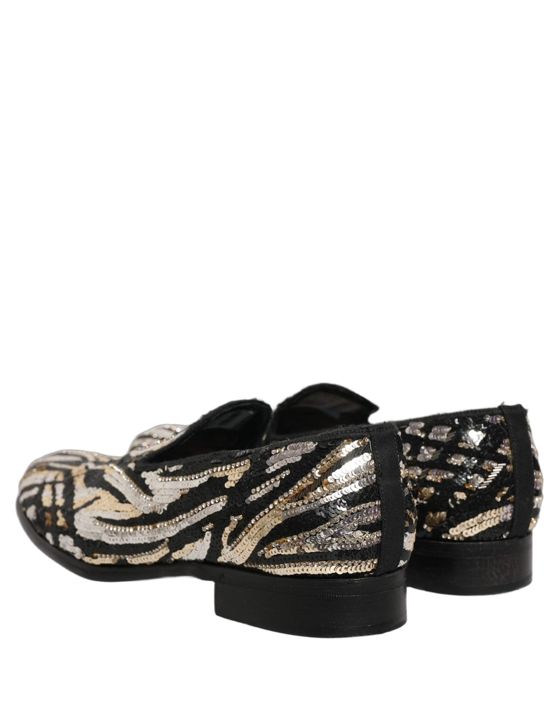 Dolce & Gabbana Gold Striped Sequin Embellished Loafer Shoes - RIMODA