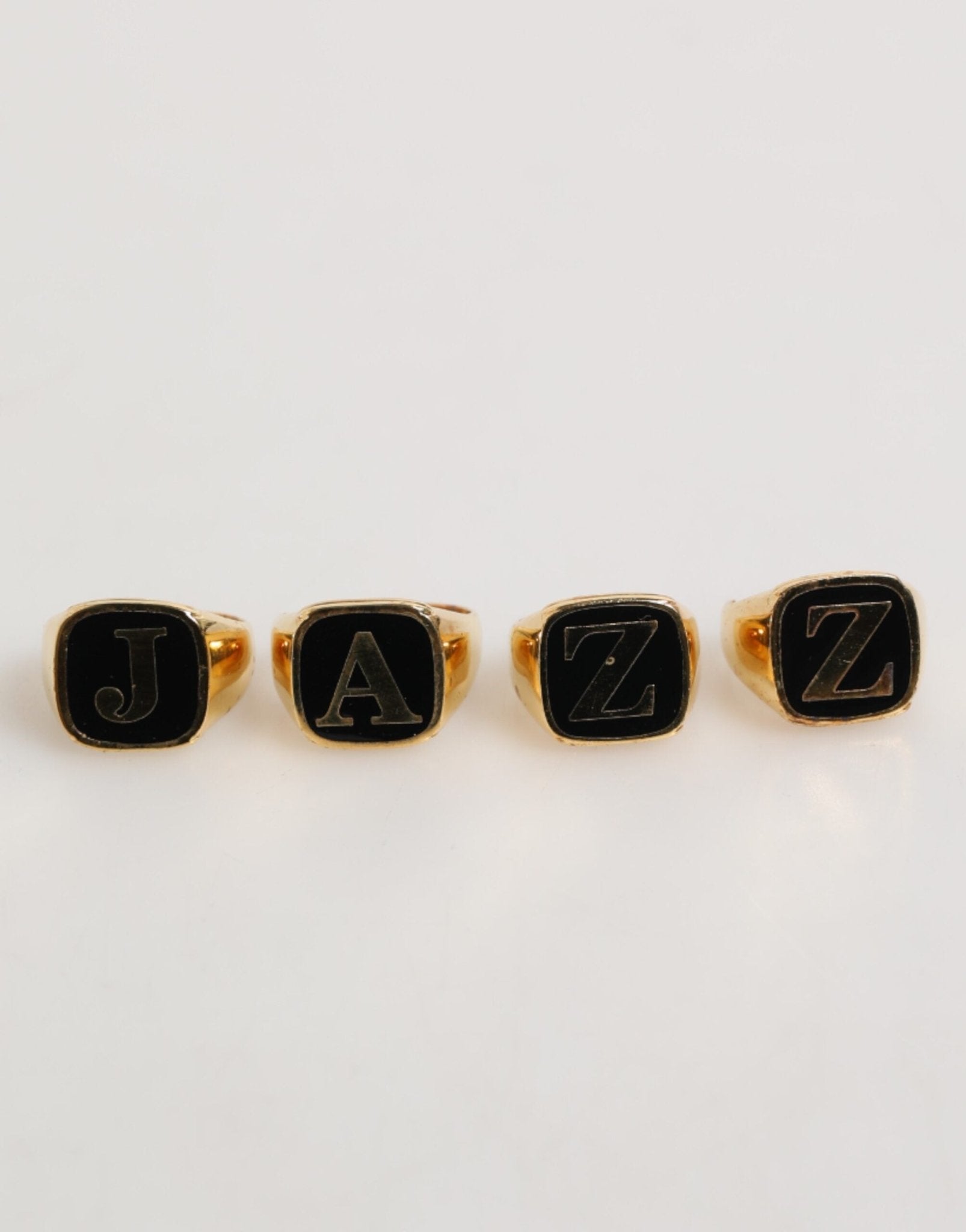 Dolce & Gabbana Gold Tone Brass JAZZ Letter Set 4 Pieces Adjustable Ring - RIMODA
