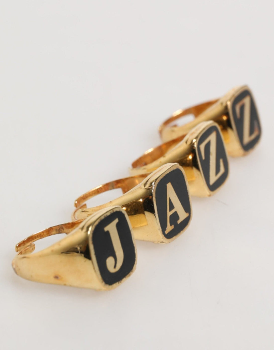 Dolce & Gabbana Gold Tone Brass JAZZ Letter Set 4 Pieces Adjustable Ring - RIMODA