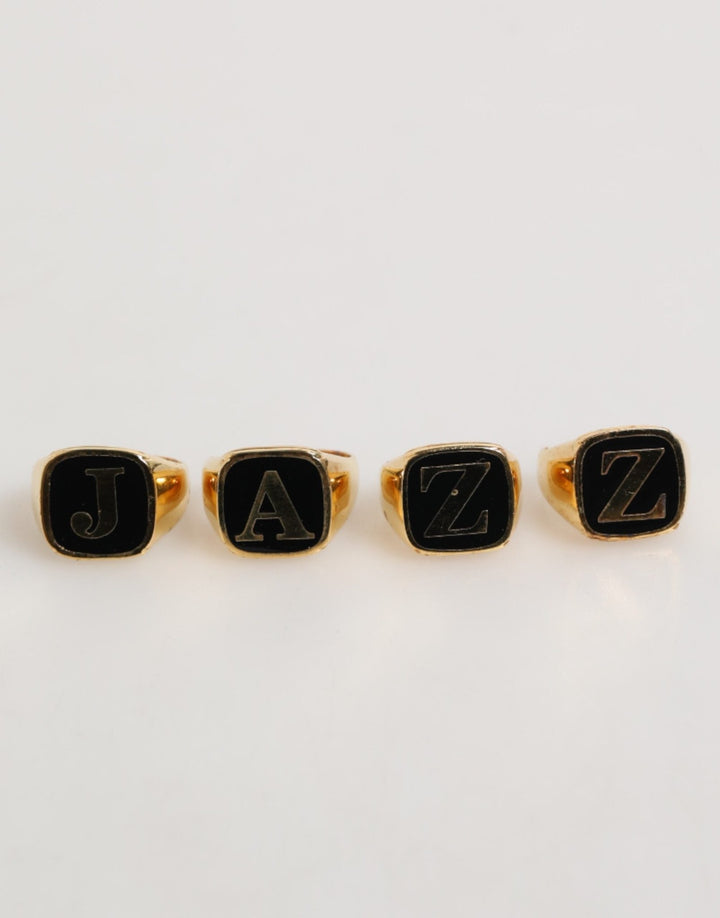 Dolce & Gabbana Gold Tone Brass JAZZ Letter Set 4 Pieces Adjustable Ring - RIMODA