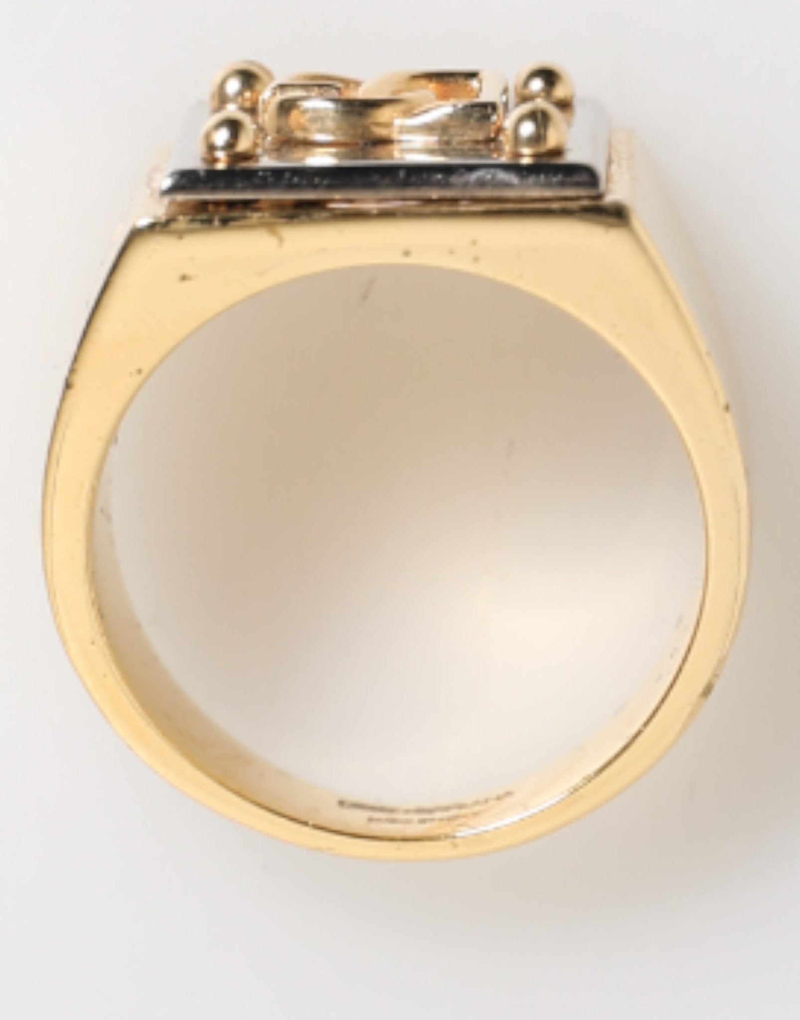 Dolce & Gabbana Gold Tone Brass Signet Square DG Logo Plaque Men Ring - RIMODA