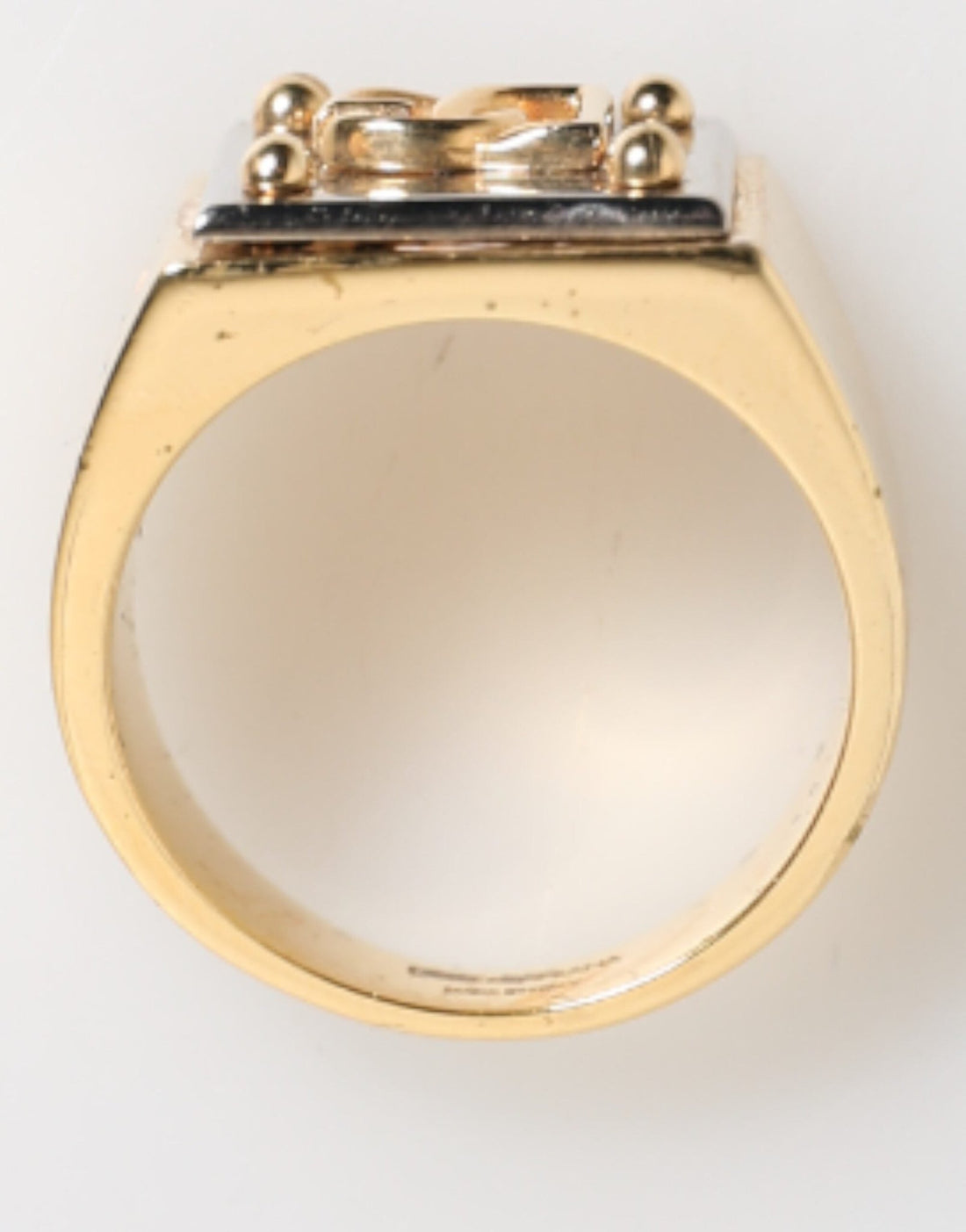 Dolce & Gabbana Gold Tone Brass Signet Square DG Logo Plaque Men Ring - RIMODA