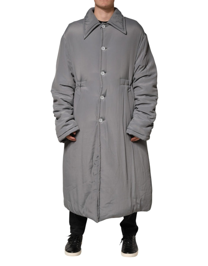 Dolce & Gabbana Gray Acetate Padded Collared Coat Jacket - RIMODA