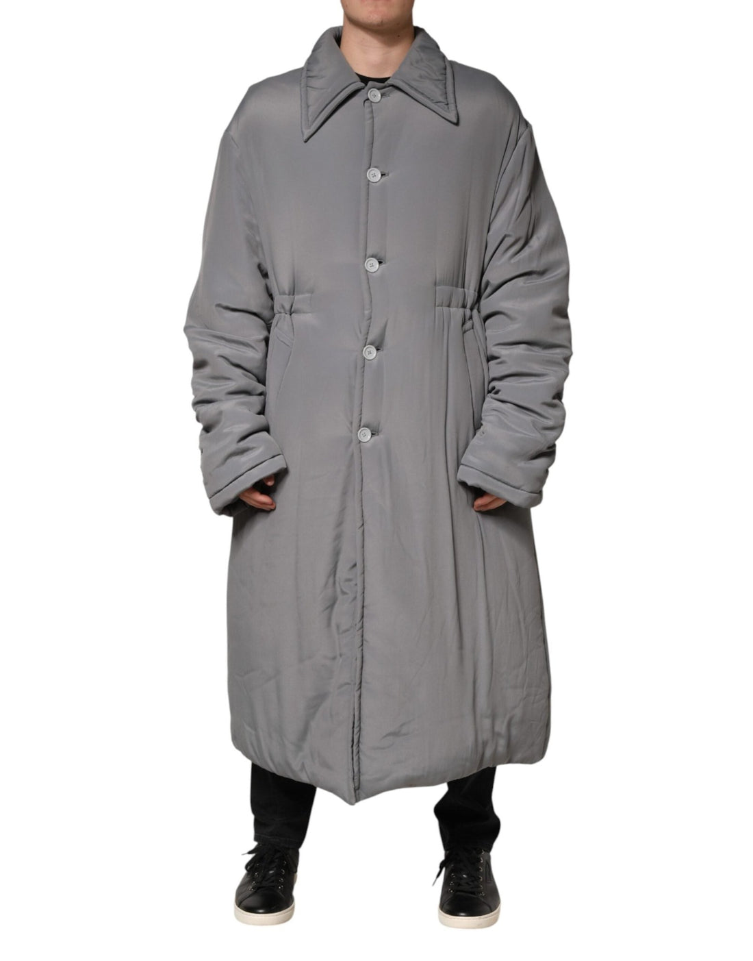 Dolce & Gabbana Gray Acetate Padded Collared Coat Jacket - RIMODA