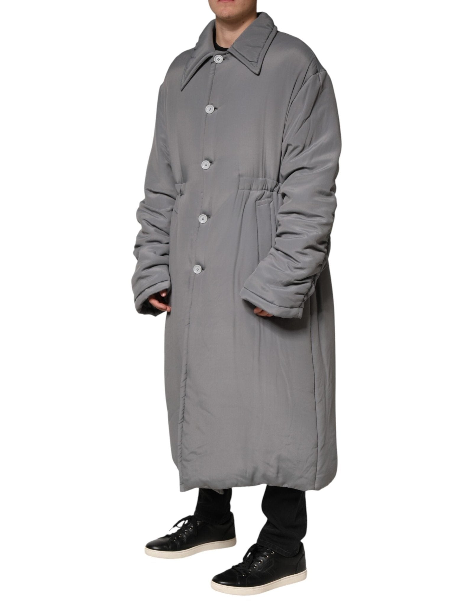 Dolce & Gabbana Gray Acetate Padded Collared Coat Jacket - RIMODA