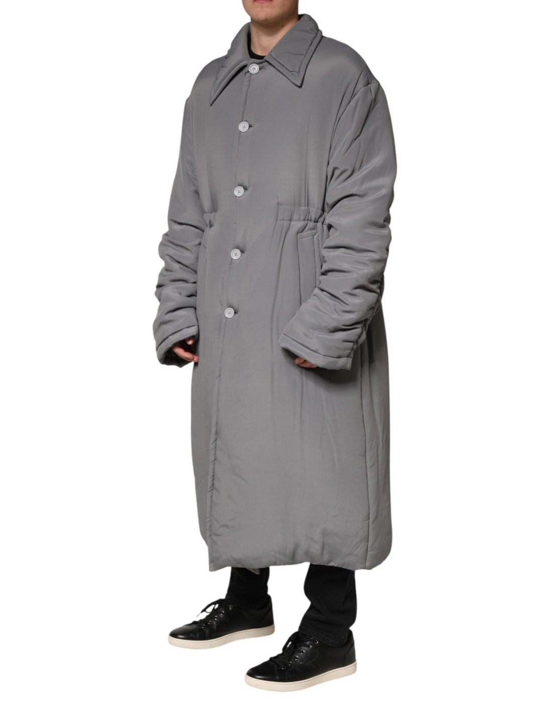 Dolce & Gabbana Gray Acetate Padded Collared Coat Jacket - RIMODA