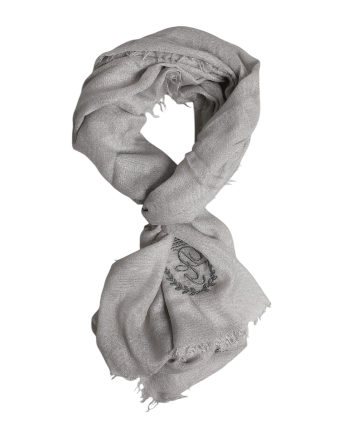 Dolce & Gabbana Gray Cashmere Knit Fringes Neck Foulard 67cm x200cm Foulard Scarf - RIMODA