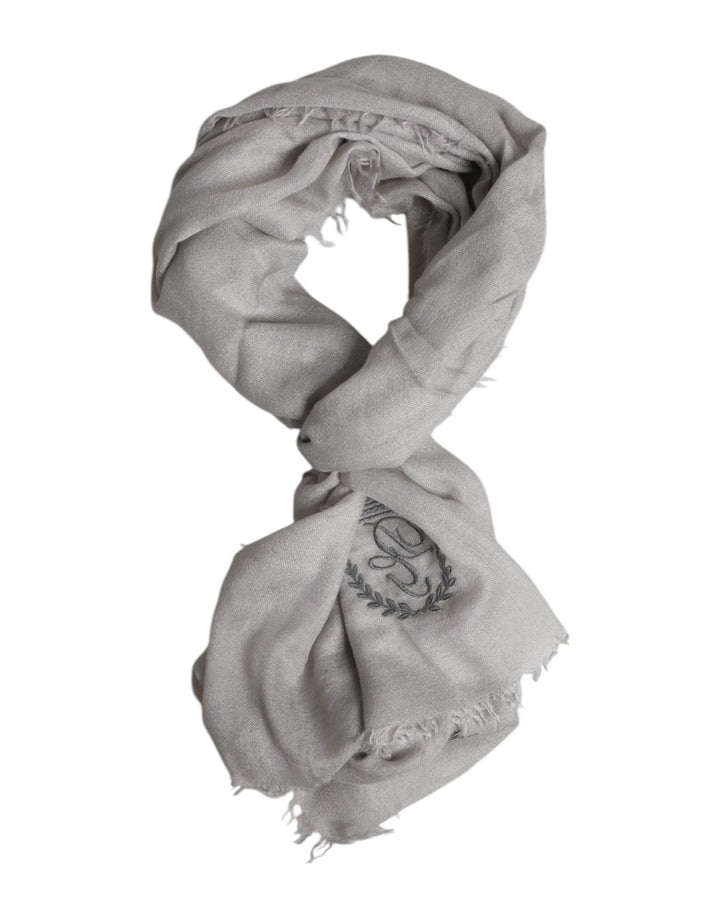 Dolce & Gabbana Gray Cashmere Knit Fringes Neck Foulard 67cm x200cm Foulard Scarf - RIMODA