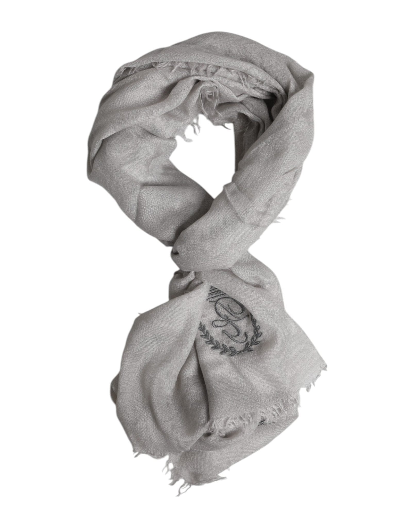 Dolce & Gabbana Gray Cashmere Knit Fringes Neck Foulard 67cm x200cm Foulard Scarf - RIMODA